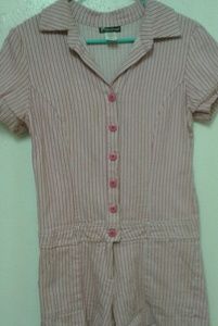 Pink striped romper overall jumpsuit